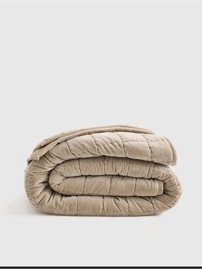Quince Cotton Velvet Quilt in Light Taupe King Size